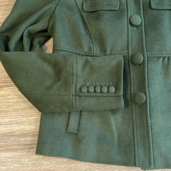Ann Taylor Olive Green Wool Blazer with Fabric Covered Buttons & Epaulettes - Picture 5 of 11